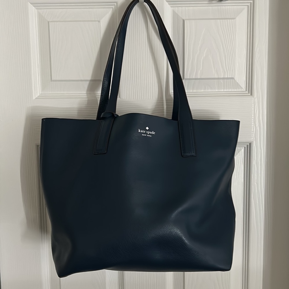 Kate Spade Leather Reversible Tote Petrol Blue/Metallic Pink